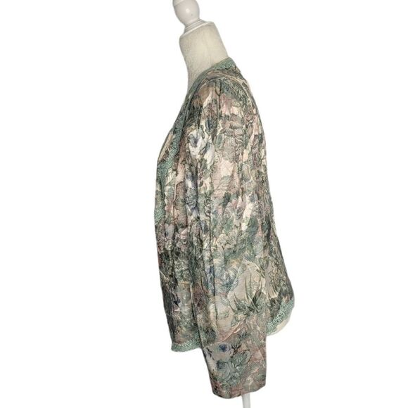 VINTAGE 80s does Victorian blazer metallic tapestry floral jacket 16W - Picture 3 of 15